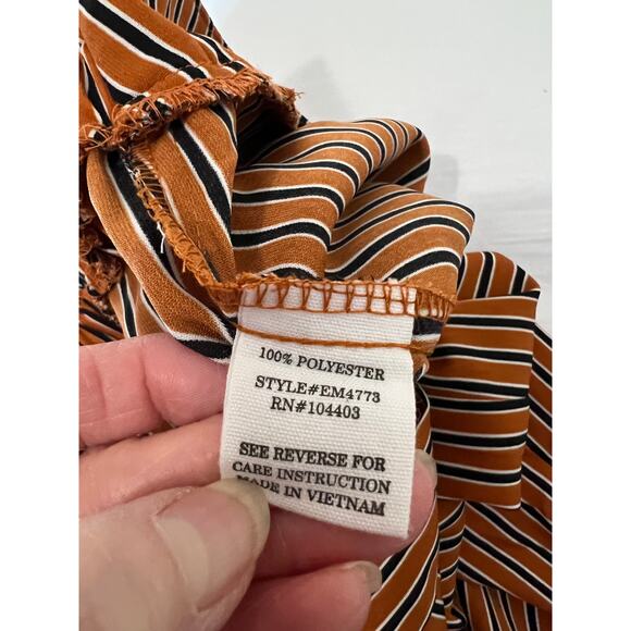 Blu Pepper womens size L pants brown/black striped belted wide leg cropped boho - Picture 9 of 10